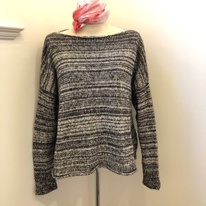 Madewell Salt and Pepper boat neck boxy sweater, US S, fits XS-M